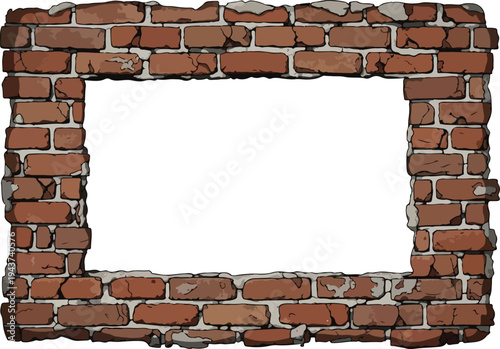 Roughly textured rectangular brick frame with a blank space for your custom content