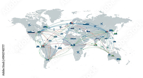 World Map with Location Pins.