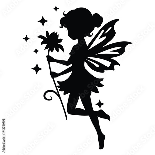 Cute   garden  fairy girl with the flower vector cartoon illustration