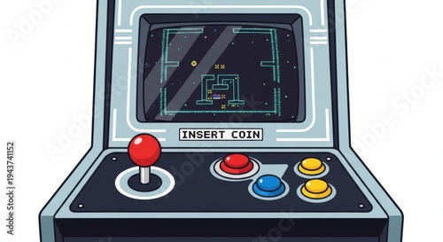 Retro Arcade Machine with Joystick and Buttons