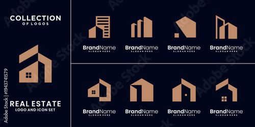 Set of Real Estate Logo. Construction Architecture Building Home Logo Design Template Elements.