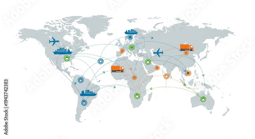 World Map with Colored Markers.