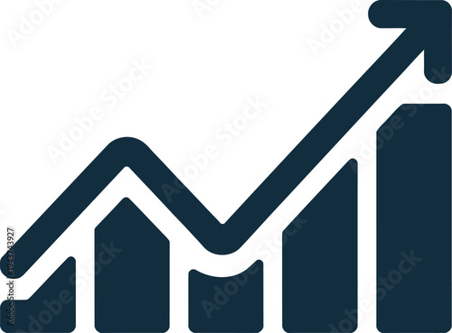 Graphic depicting growth and upward trend with a sharp increase at the end isolated on transparent background, Vector