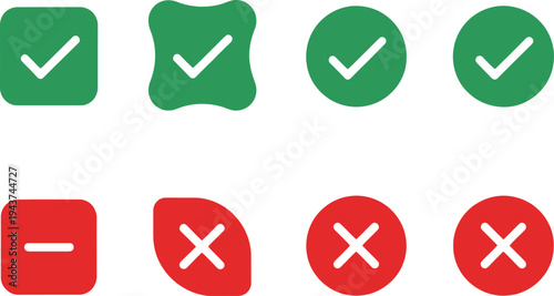 Visual representation of positive and negative feedback icons using checkmarks and crosses. isolated on transparent background, Vector