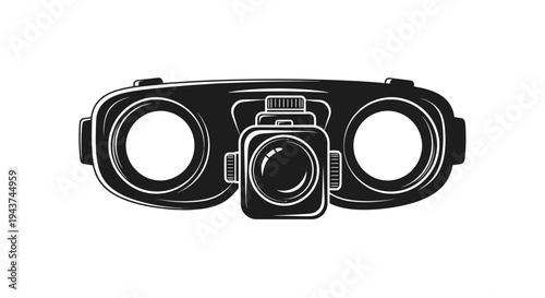 Binoculars with integrated camera, symbol of surveillance, exploration, and technology