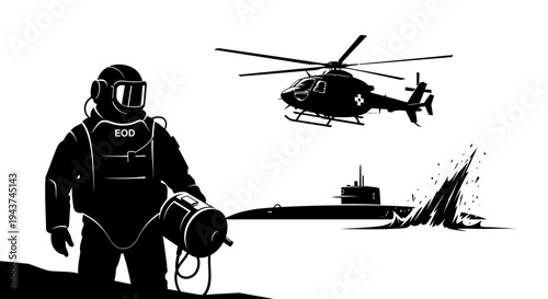 EOD Diver, Submarine, and Helicopter: Military Rescue and Operations