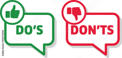 Guidelines illustrated with positive and negative feedback symbols isolated on transparent background, Vector