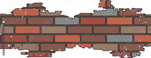 Broken Brick Wall Texture with Chipped Paint and Rustic Detailing for Grunge Designs