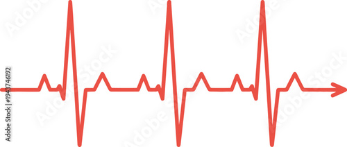 A graphical representation of a heartbeat pattern on an electrocardiogram strip. isolated on transparent background, Vector