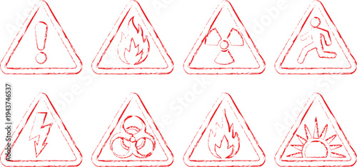 Common laboratory safety warning symbols and their meanings isolated on transparent background, Vector