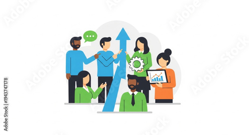 Group of Diverse Business People Collaborating in Office.