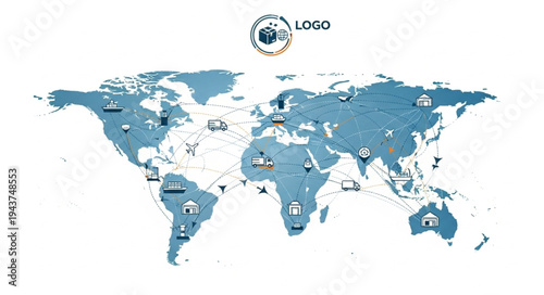 World Map with Logo Overlay.