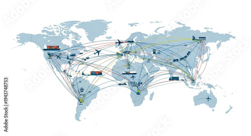 World Map with Pins and Markers.