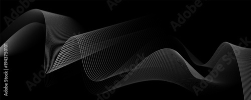 Dark abstract background with a glowing abstract waves, abstract background