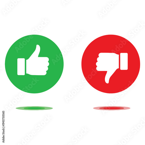 Like and Dislike Icons – Thumbs Up and Thumbs Down Flat Vector 