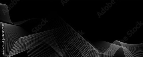 Dark abstract background with a glowing abstract waves, abstract background