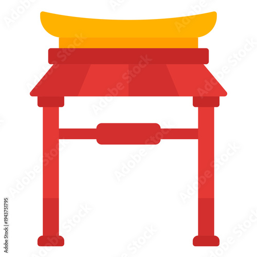 Gate Flat icon. Chinese festival gate symbol. Lunar new year entrance decoration Flat icon