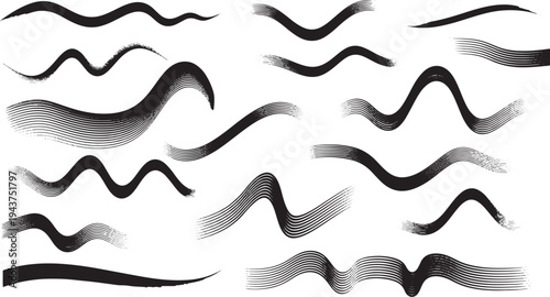 A collection of black wavy lines on a white background