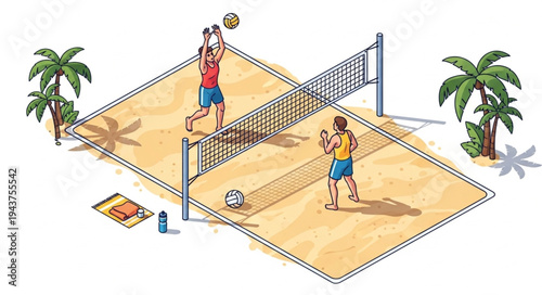 Beach Volleyball Players in Action.