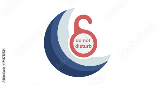 Do not disturb sign with a crescent moon and a padlock on a warning of quiet hours, Generative AI.