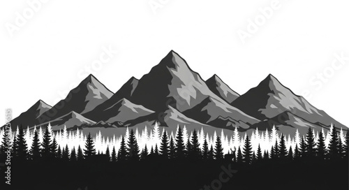 Black and white mountain range.