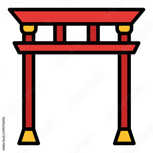 Gate Filled Line icon. Chinese festival gate symbol. Lunar new year entrance decoration Filled Line icon