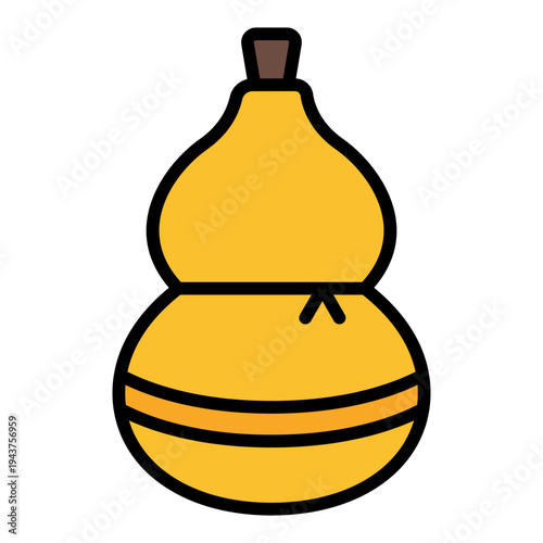 Calabash Filled Line icon. Lucky gourd symbol. Asian tradition and prosperity Filled Line icon