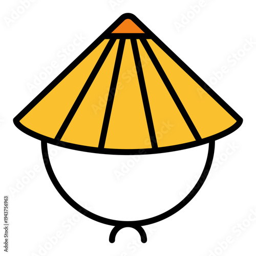 Bamboo hat Filled Line icon. Traditional Asian farmer hat symbol. Lunar new year culture Filled Line icon