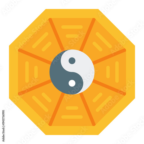 Pa kua Flat icon. Bagua feng shui symbol. Asian culture spiritual balance Flat icon