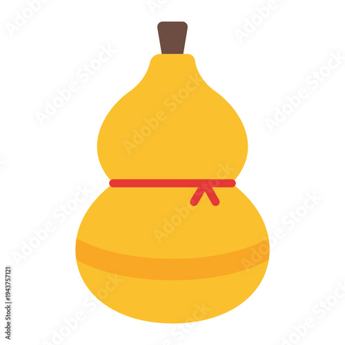 Calabash Flat icon. Lucky gourd symbol. Asian tradition and prosperity Flat icon