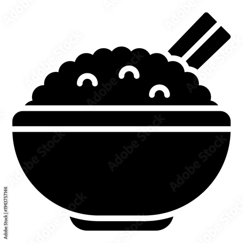 Rice glyph icon. Asian staple food symbol. Harvest prosperity culture glyph icon