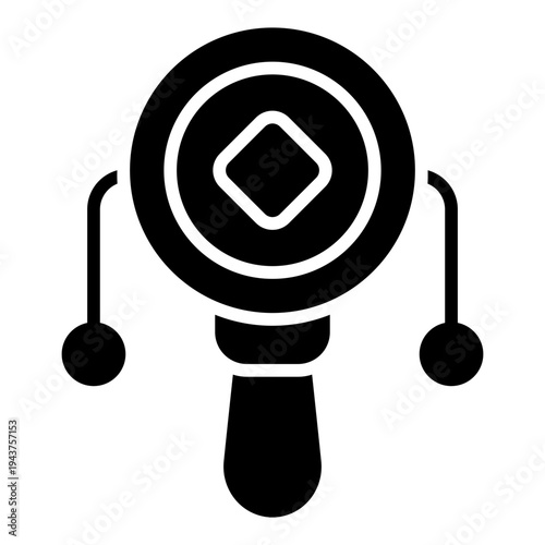 Rattle drum glyph icon. Chinese pellet drum symbol. Lunar new year festival music glyph icon