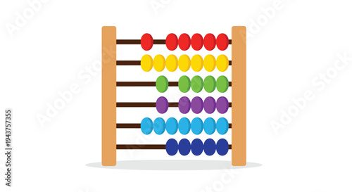 Colorful abacus with beads in different colors on rods for calculation and learning, Generative AI.