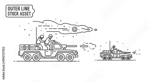 Military Battle Scene: Armored Vehicles and Soldiers in Combat