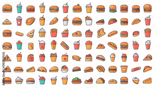 set of vector icons of fast food