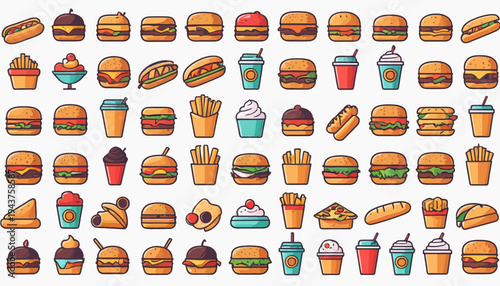 set of vector icons of fast food