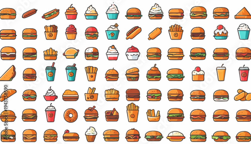 set of vector icons of fast food