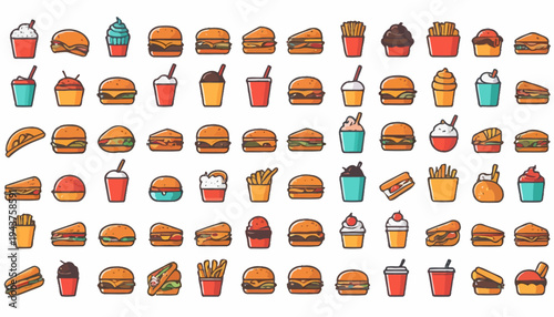 set of vector icons of fast food