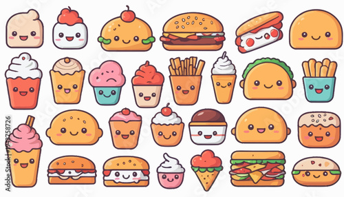 set of vector icons of fast food