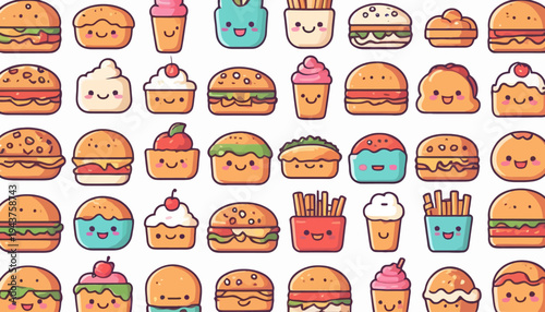 set of vector icons of fast food