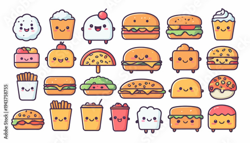 set of vector icons of fast food
