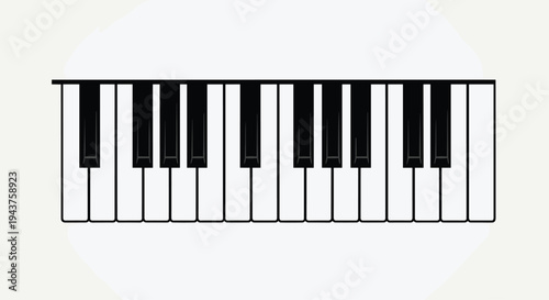 A black and white illustration of a piano keyboard, Generative AI.