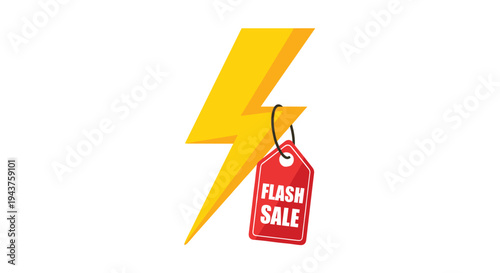 Flash sale sign with yellow lightning bolt, Generative AI.