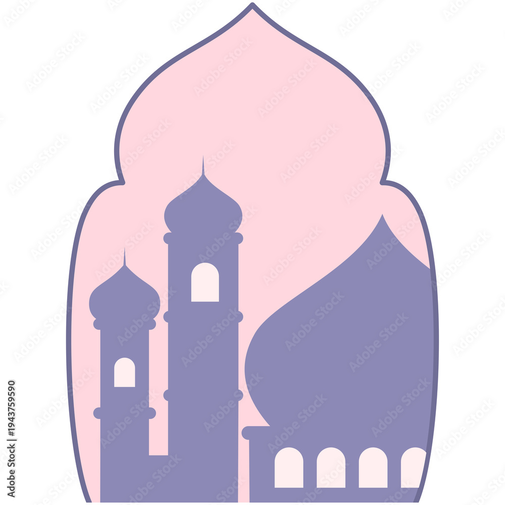 Obraz premium Mosque in frame decorative illustration 