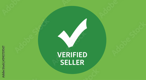 Green verified seller logo with white checkmark and text on green circle, Generative AI.