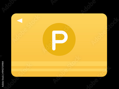 Modern Rewards Card Symbol on Black Background: Vector Illustration for Dark Mode Payment Apps, Digital Wallets, and Membership Portals