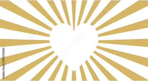 Sunburst background with heart shape radial light rays. sunburst rays background