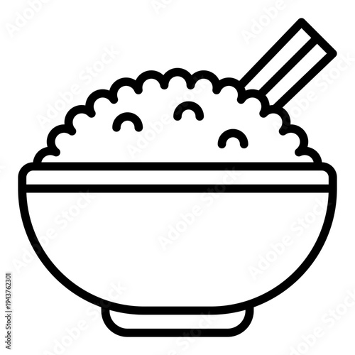 Rice Line icon. Asian staple food symbol. Harvest prosperity culture Line icon