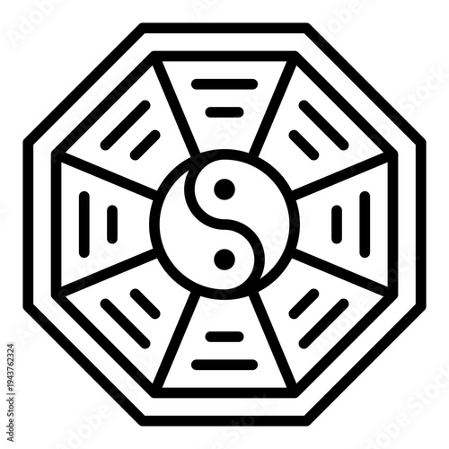 Pa kua Line icon. Bagua feng shui symbol. Asian culture spiritual balance Line icon