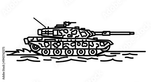 Military Tank Camouflage Outline Illustration